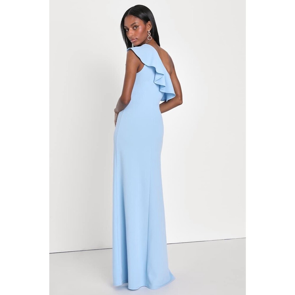Lulu's Light Blue One-Shoulder Ruffle Maxi Dress - Picture 5 of 12